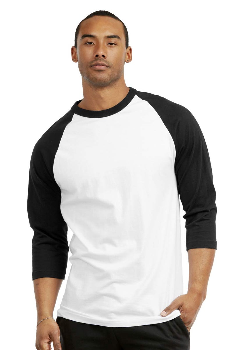 TOP PRO Men's 3/4 Sleeve Casual Raglan Jersey Baseball Tee Shirt (M, Black/White-1) - Image 1